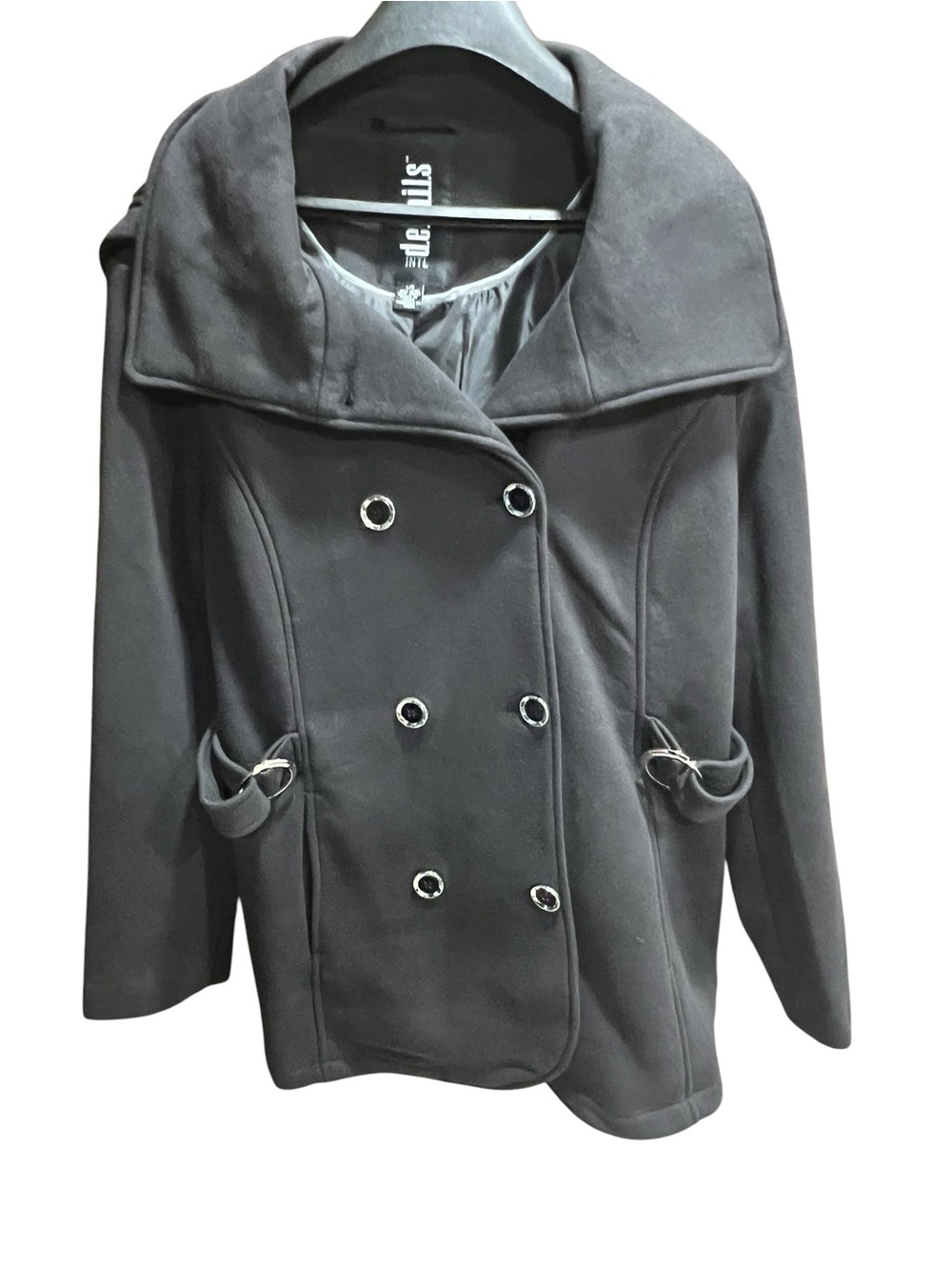 d.e.t.a.i.l.s INT. New women’s black coat in a size large. Scarf as well. - Picture 7 of 15